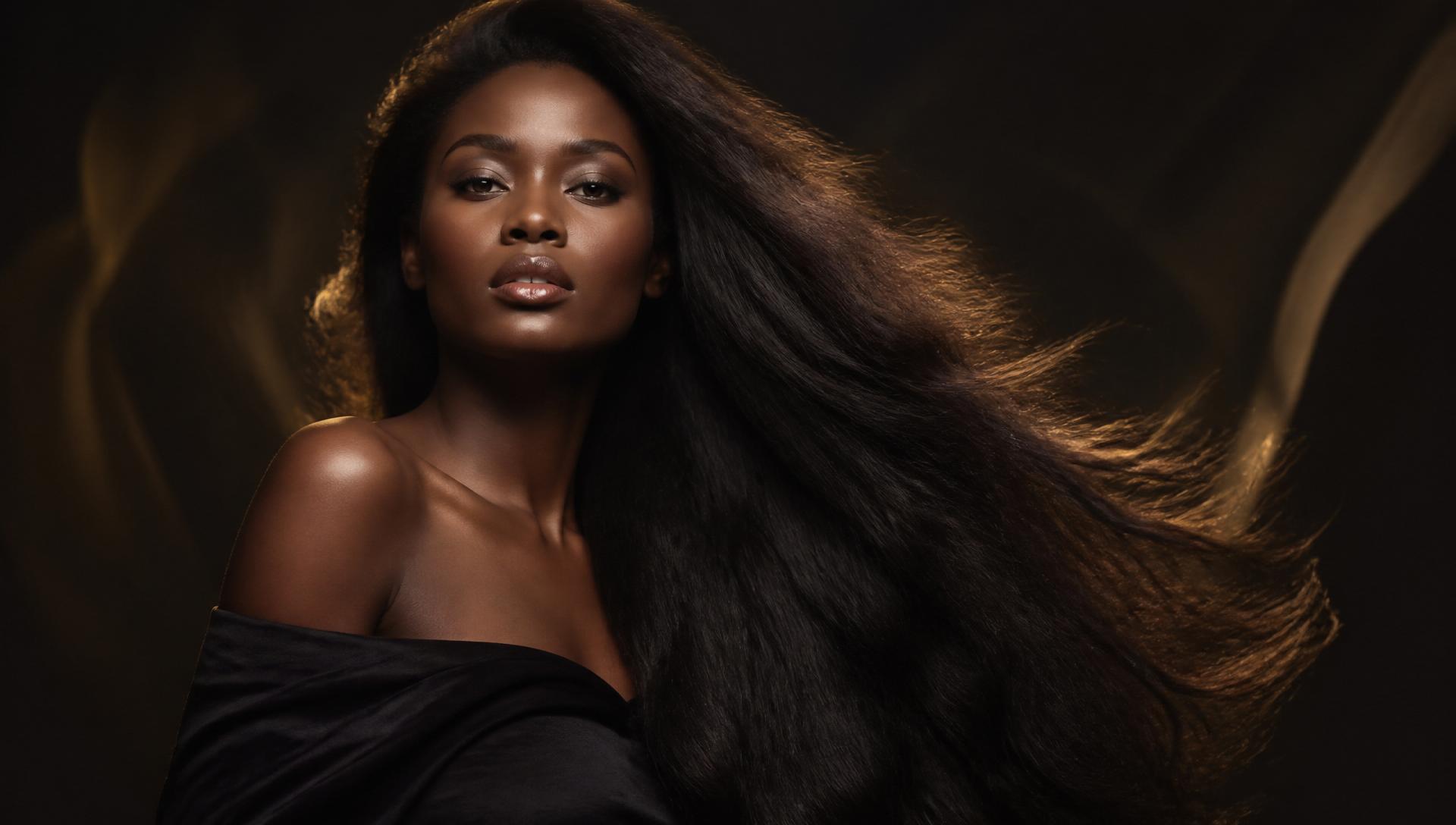 Editorial portrait of a woman with flowing raw hair